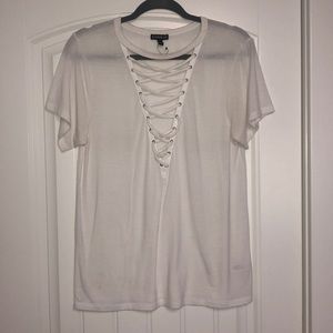 White Express cross tie vneck